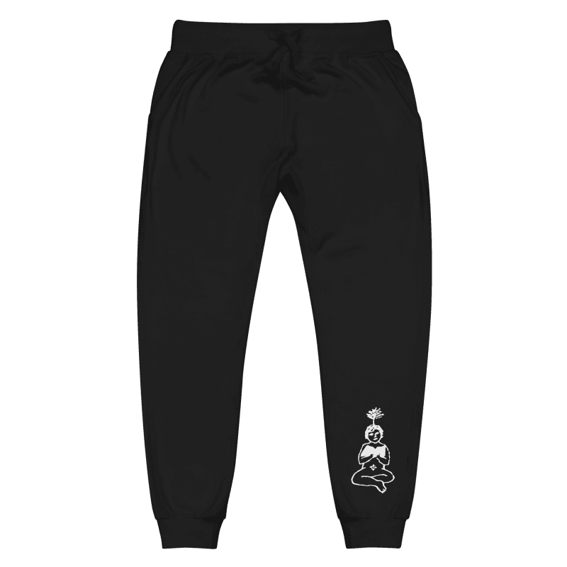 unisex fleece sweatpants black front 647548934c5a1